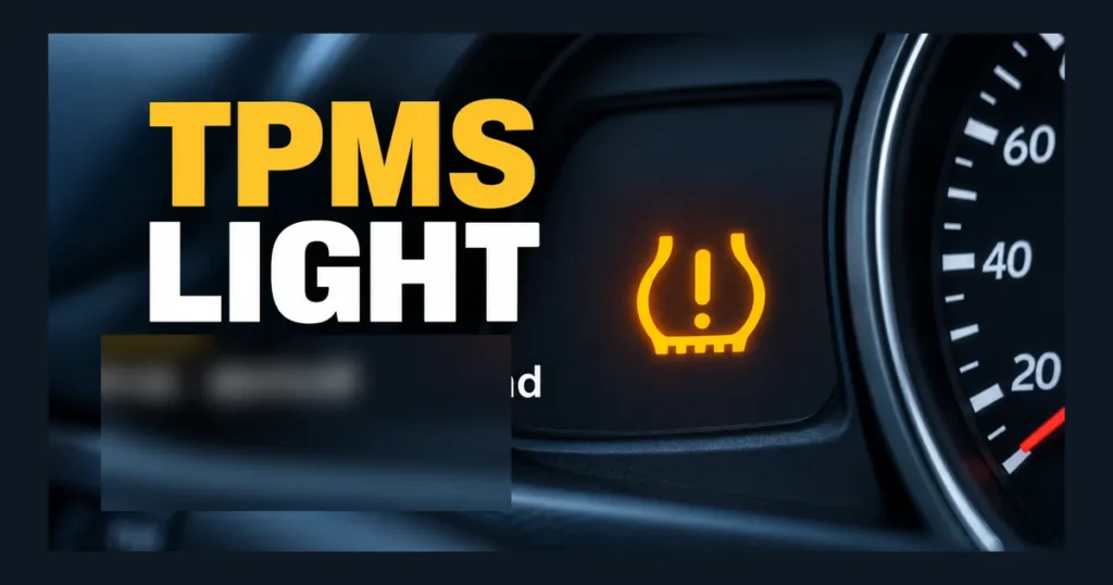 TPMS light warning symbol on a car dashboard showing a tire pressure problem