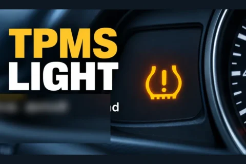 TPMS light warning symbol on a car dashboard showing a tire pressure problem